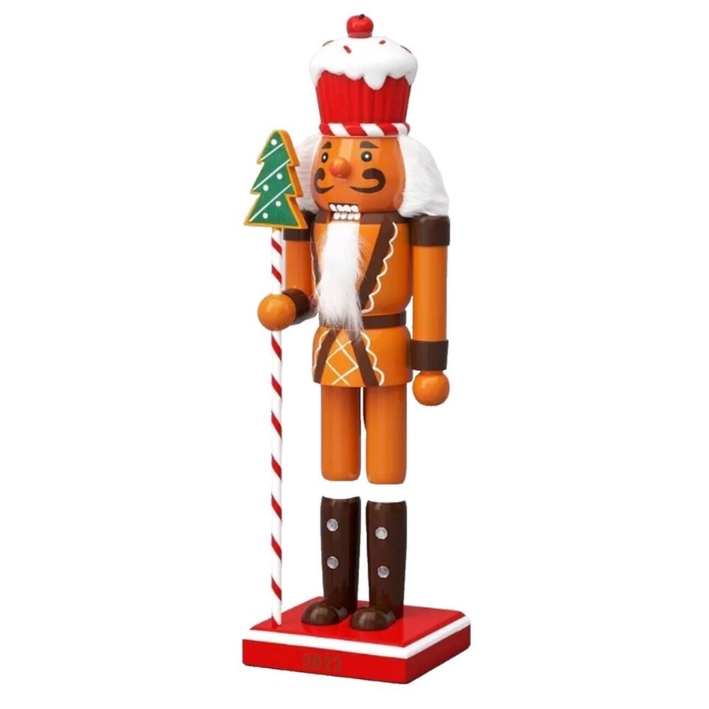 Wooden Christmas Nutcracker,14"GINGERBREAD UNIFORMED SOLDIER W/CUPCAKE HAT 23,WS